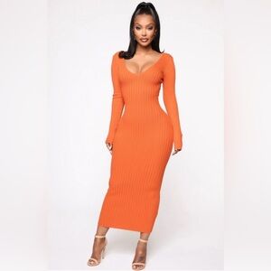 Orange fitted Fashion Nova Sweater Dress
